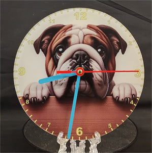 Your Favourite Peeking Dog Breed On A Quartz Clock, Stand or Wall Mounted, 200mm or 300mm Diameter