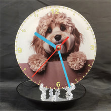 Load image into Gallery viewer, Your Favourite Peeking Dog Breed On A Quartz Clock, Stand or Wall Mounted, 200mm or 300mm Diameter
