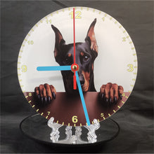 Load image into Gallery viewer, Your Favourite Peeking Dog Breed On A Quartz Clock, Stand or Wall Mounted, 200mm or 300mm Diameter
