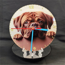 Load image into Gallery viewer, Your Favourite Peeking Dog Breed On A Quartz Clock, Stand or Wall Mounted, 200mm or 300mm Diameter
