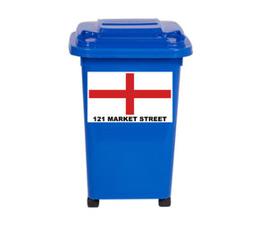 4 x Flag Themed Wheelie Bin Stickers, Address Sign, House Home or Business, Door Number Road Name Sticker, A5 or A4 Size
