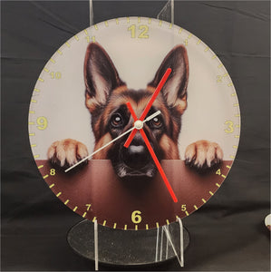 Your Favourite Peeking Dog Breed On A Quartz Clock, Stand or Wall Mounted, 200mm or 300mm Diameter