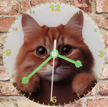 Load image into Gallery viewer, Cat Clocks, A Choice Of Cats on a Quartz Clock. Stand or Wall Mounted, 200mm, Battery Included
