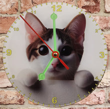 Load image into Gallery viewer, Cat Clocks, A Choice Of Cats on a Quartz Clock. Stand or Wall Mounted, 200mm, Battery Included
