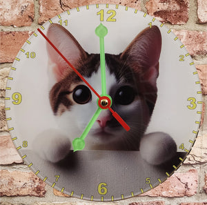 Cat Clocks, A Choice Of Cats on a Quartz Clock. Stand or Wall Mounted, 200mm, Battery Included