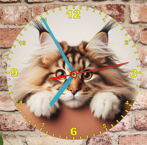 Cat Clocks, A Choice Of Cats on a Quartz Clock. Stand or Wall Mounted, 200mm, Battery Included