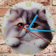 Load image into Gallery viewer, Cat Clocks, A Choice Of Cats on a Quartz Clock. Stand or Wall Mounted, 200mm, Battery Included
