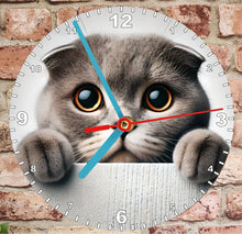 Load image into Gallery viewer, Cat Clocks, A Choice Of Cats on a Quartz Clock. Stand or Wall Mounted, 200mm, Battery Included
