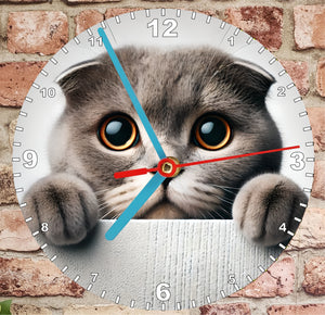 Cat Clocks, A Choice Of Cats on a Quartz Clock. Stand or Wall Mounted, 200mm, Battery Included