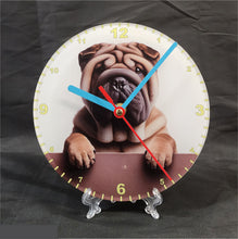 Load image into Gallery viewer, Your Favourite Peeking Dog Breed On A Quartz Clock, Stand or Wall Mounted, 200mm or 300mm Diameter
