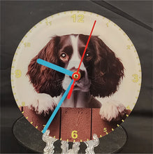 Load image into Gallery viewer, Your Favourite Peeking Dog Breed On A Quartz Clock, Stand or Wall Mounted, 200mm or 300mm Diameter
