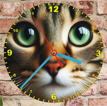 Load image into Gallery viewer, Cat Clocks, A Choice Of Cats on a Quartz Clock. Stand or Wall Mounted, 200mm, Battery Included
