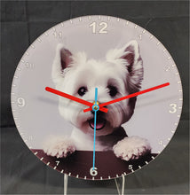 Load image into Gallery viewer, Your Favourite Peeking Dog Breed On A Quartz Clock, Stand or Wall Mounted, 200mm or 300mm Diameter
