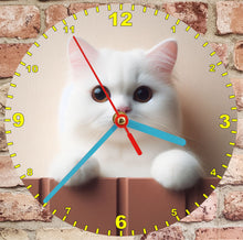 Load image into Gallery viewer, Cat Clocks, A Choice Of Cats on a Quartz Clock. Stand or Wall Mounted, 200mm, Battery Included
