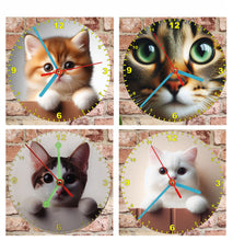 Load image into Gallery viewer, Cat Clocks, A Choice Of Cats on a Quartz Clock. Stand or Wall Mounted, 200mm, Battery Included
