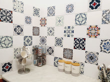 Load image into Gallery viewer, Mosaic Tile Stickers, Pack Of 16, All Sizes, Waterproof, Azulejo Transfers For Kitchen / Bathroom Tiles C16 - Bolsover Designs
