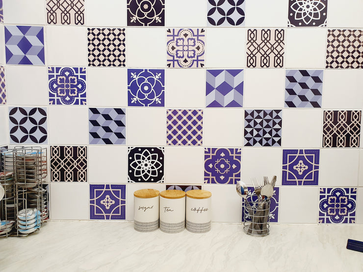Mosaic Tile Stickers, Pack Of 16, All Sizes, Waterproof, Azulejo Transfers For Kitchen / Bathroom Tiles C32 - Bolsover Designs