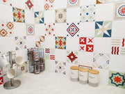 Mosaic Tile Stickers, Pack Of 16, All Sizes, Waterproof, Azulejo Transfers For Kitchen / Bathroom Tiles C47 - Bolsover Designs