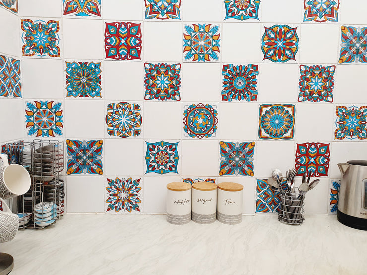 Mosaic Tile Stickers, Pack Of 16, All Sizes, Waterproof, Azulejo Transfers For Kitchen / Bathroom Tiles C54 - Bolsover Designs