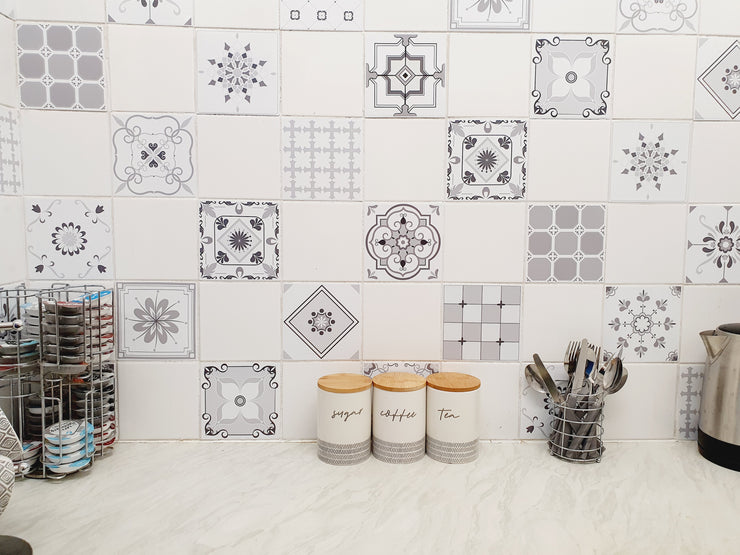 Mosaic Tile Stickers, Pack Of 16, All Sizes, Waterproof, Azulejo Transfers For Kitchen / Bathroom Tiles G25 - Bolsover Designs