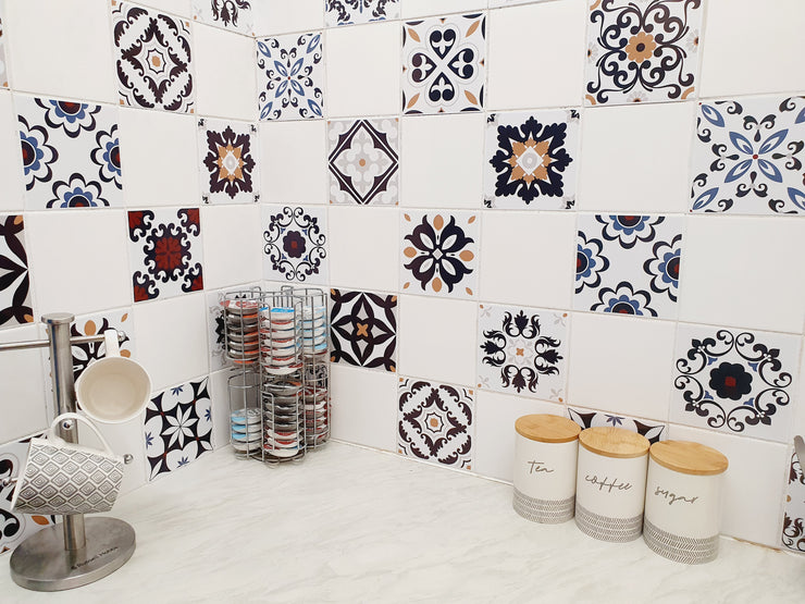 Mosaic Tile Stickers, Pack Of 16, All Sizes, Waterproof, Azulejo Transfers For Kitchen / Bathroom Tiles GT83