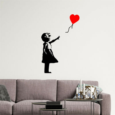 Banksy Style Love Heart Balloon Girl Wall Art, Living Room Bedroom  Window etc, 3 Sizes - Bolsover Designs