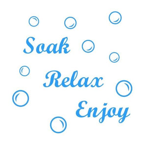 Soak Relax Enjoy + 45 Bubbles Art Sticker Decal Transfer for Bathroom Wall Tiles, Bath Panel - Bolsover Designs