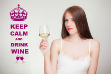 Load image into Gallery viewer, Keep Calm And Drink Wine Wall Art Decal Sticker for Kitchen Many Colours KCW1 - Bolsover Designs
