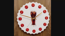 Load and play video in Gallery viewer, Clock In Style Of Coke Bottle Top With Actual Cocacola Bottle Tops In Place Of Hours
