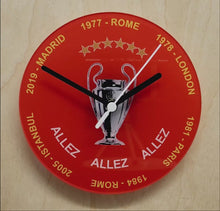 Load and play video in Gallery viewer, Quartz Wall Clock, Depicting Liverpool&#39;s Champions League / European Cup Wins, With The Years and City
