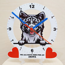 Load image into Gallery viewer, Dog Breed Clocks, Your favourite Peeking Dog On A Quartz Clock, Stand or Wall Mounted, 200mm
