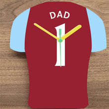 Load image into Gallery viewer, Number 1 DAD Quartz Clock In Shape of Football Shirts In Your Favourite Team Colours
