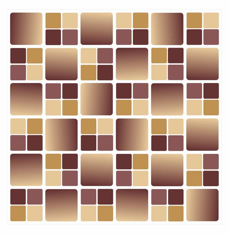 Mosaic Tile Stickers Brown, Pack Of 20, All Sizes, Waterproof, Transfers For Kitchen / Bathroom Tiles BB01 - Bolsover Designs