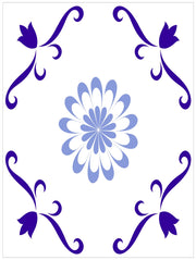 Pack Of 12 Blue Pattern Mosaic Waterproof Tile Stickers, Transfers For 150mm x 200mm or 200mm x 250mm Kitchen or Bathroom Tiles Design BL06 - Bolsover Designs
