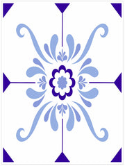 Pack Of 12 Blue Pattern Mosaic Waterproof Tile Stickers, Transfers For 150mm x 200mm or 200mm x 250mm Kitchen or Bathroom Tiles Design BL06 - Bolsover Designs