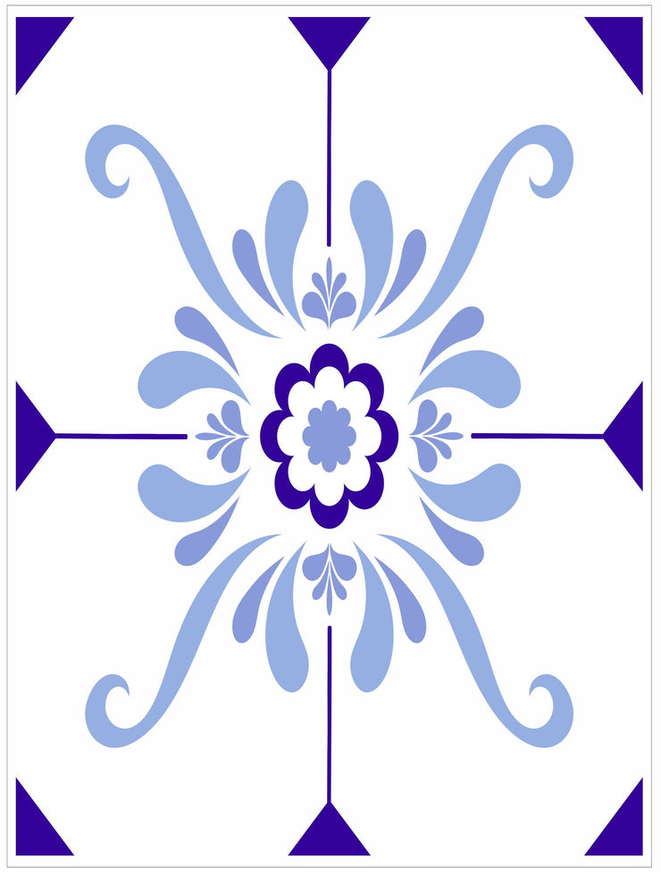 Pack Of 12 Blue Pattern Mosaic Waterproof Tile Stickers, Transfers For 150mm x 200mm or 200mm x 250mm Kitchen or Bathroom Tiles Design BL06 - Bolsover Designs