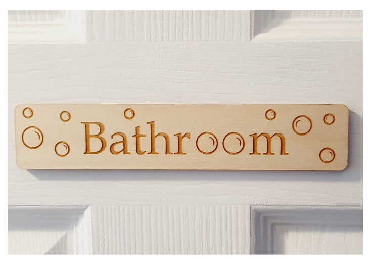 Bathroom Door Sign in Wood or Acrylic, Choice of 6 Great Classic or Fun Plaque Designs
