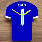 Number 1 DAD Quartz Clock In Shape of Football Shirts In Your Favourite Team Colours,, Prem + Championship