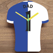 Number 1 DAD Quartz Clock In Shape of Football Shirts In Your Favourite Team Colours,, Prem + Championship