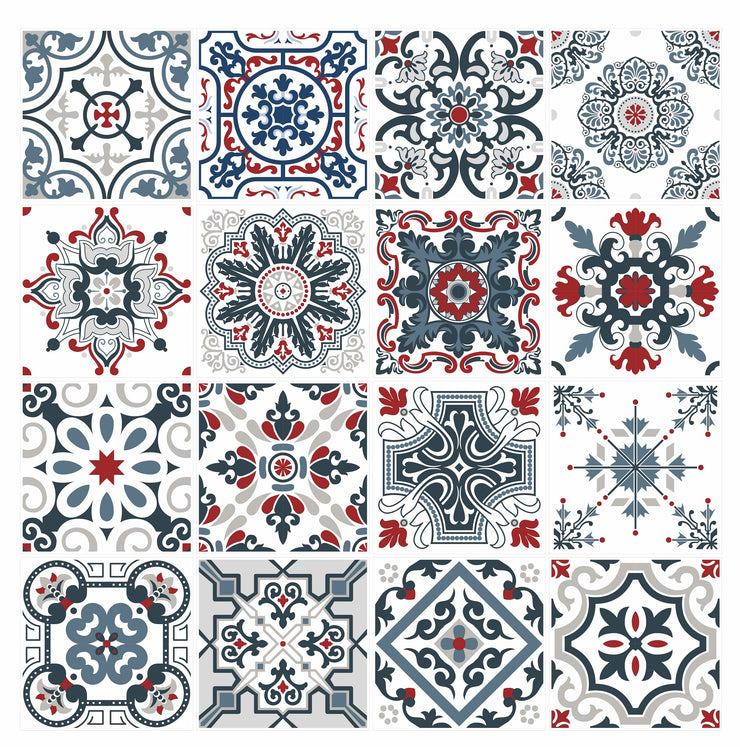 Mosaic Tile Stickers, Pack Of 16, All Sizes, Waterproof, Azulejo Transfers For Kitchen / Bathroom Tiles C15 - Bolsover Designs