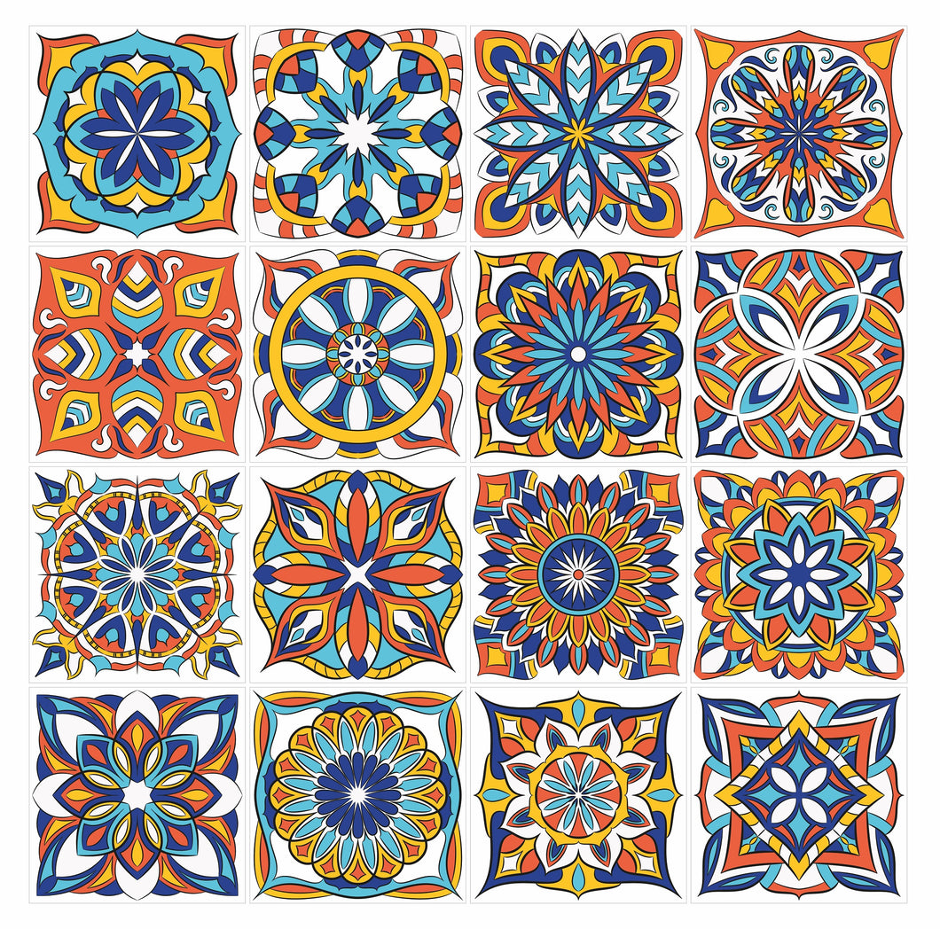 Mosaic Tile Stickers, Pack Of 16, All Sizes, Waterproof, Azulejo Transfers For Kitchen / Bathroom Tiles C21 - Bolsover Designs