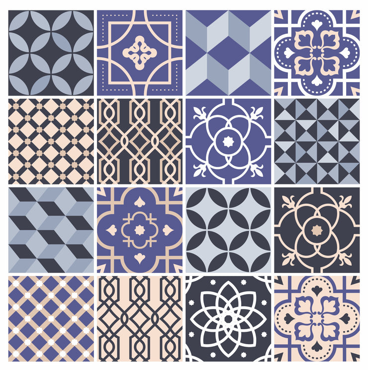Mosaic Tile Stickers, Pack Of 16, All Sizes, Waterproof, Azulejo Transfers For Kitchen / Bathroom Tiles C32 - Bolsover Designs