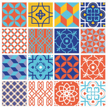 Load image into Gallery viewer, Mosaic Tile Stickers, Pack Of 16, All Sizes, Waterproof, Azulejo Transfers For Kitchen / Bathroom Tiles C35 - Bolsover Designs
