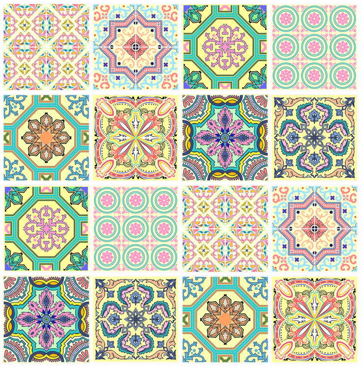 Mosaic Tile Stickers, Pack Of 16, All Sizes, Waterproof, Transfers For Kitchen / Bathroom Tiles C03 - Bolsover Designs