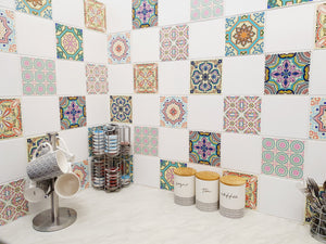 Mosaic Tile Stickers, Pack Of 16, All Sizes, Waterproof, Transfers For Kitchen / Bathroom Tiles C03 - Bolsover Designs