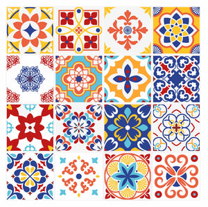 Mosaic Tile Stickers, Pack Of 16, All Sizes, Waterproof, Azulejo Transfers For Kitchen / Bathroom Tiles C49 - Bolsover Designs