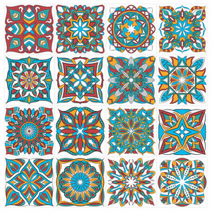 Mosaic Tile Stickers, Pack Of 16, All Sizes, Waterproof, Azulejo Transfers For Kitchen / Bathroom Tiles C54 - Bolsover Designs
