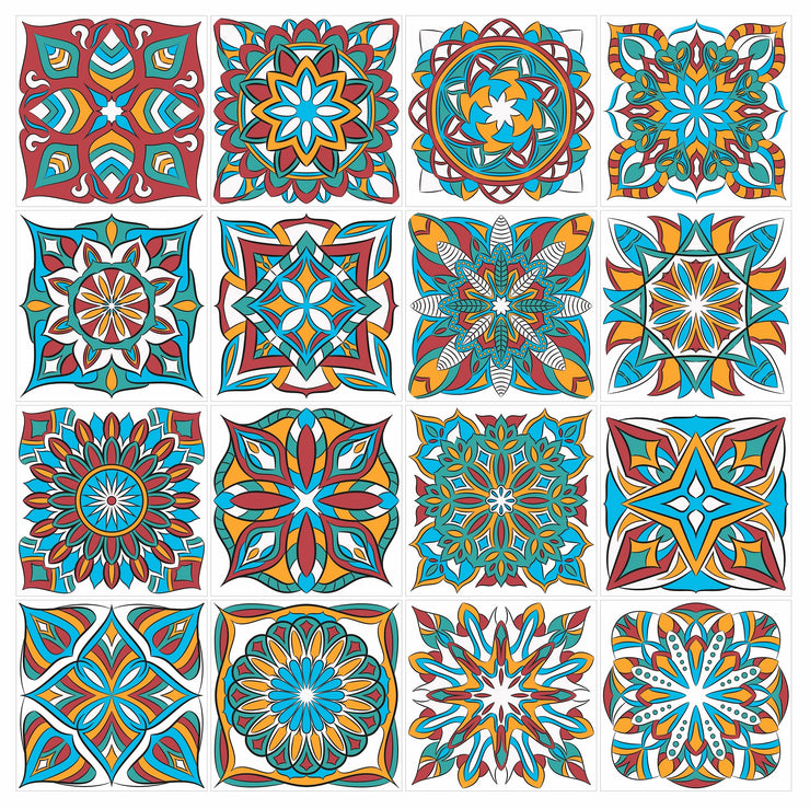 Mosaic Tile Stickers, Pack Of 16, All Sizes, Waterproof, Azulejo Transfers For Kitchen / Bathroom Tiles C54 - Bolsover Designs