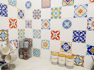 Mosaic Tile Stickers, Pack Of 16, All Sizes, Waterproof, Azulejo Transfers For Kitchen / Bathroom Tiles C56 - Bolsover Designs