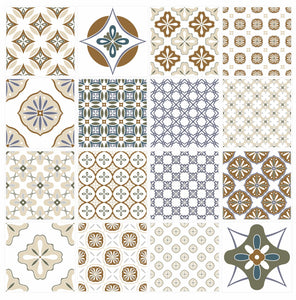 Mosaic Tile Stickers, Pack Of 16, All Sizes, Waterproof, Azulejo Transfers For Kitchen / Bathroom Tiles C59 - Bolsover Designs